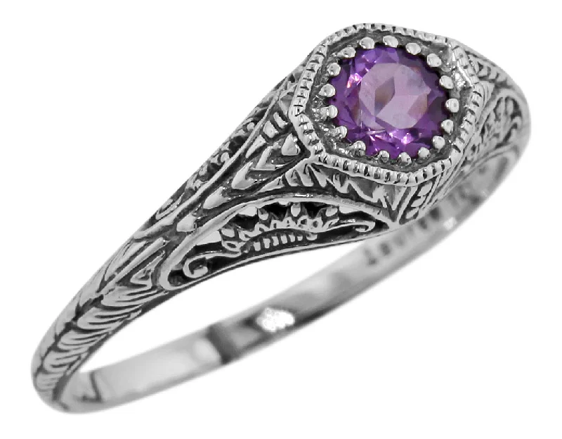 Men’s Customizable Ring-Vintage Inspired Amethyst Ring