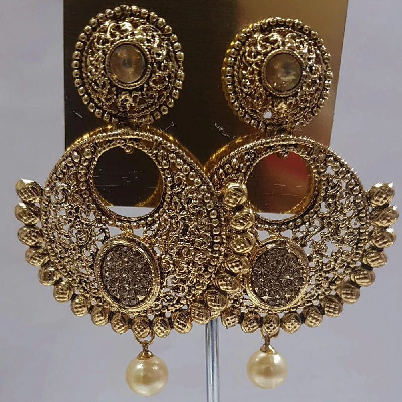 Vintage Gold Earrings-Shreeji Austrian Stone Gold Plated Dangler Earrings-ShreejiEar06