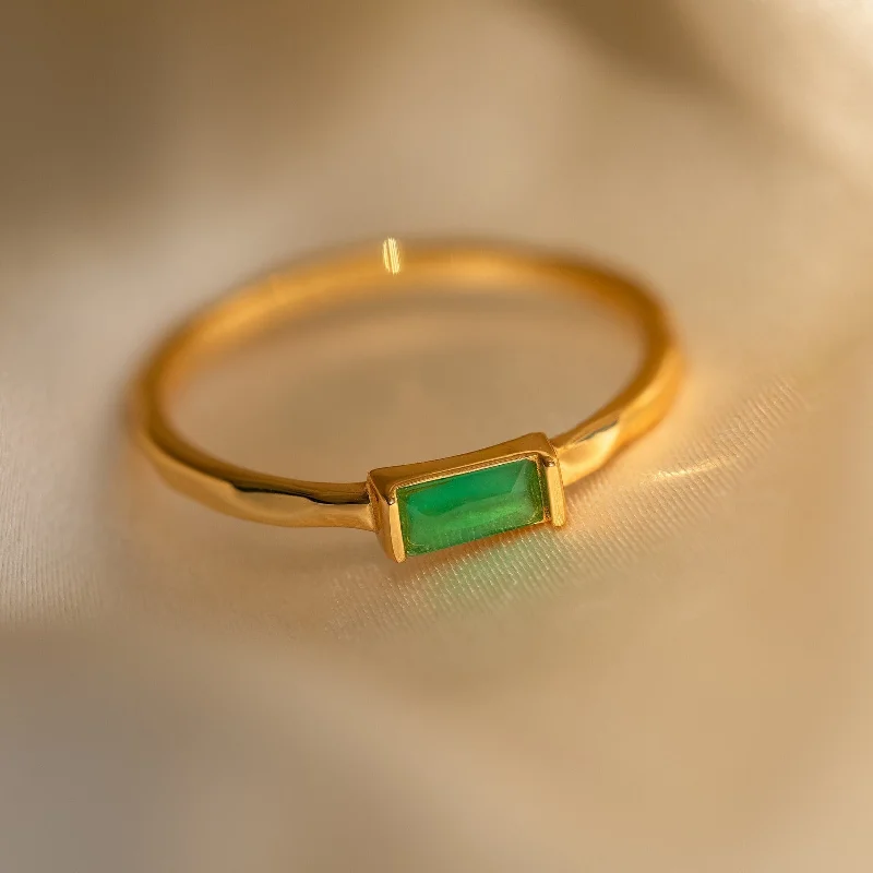 Custom Engagement Ring for Her-Jade Baguette Ring