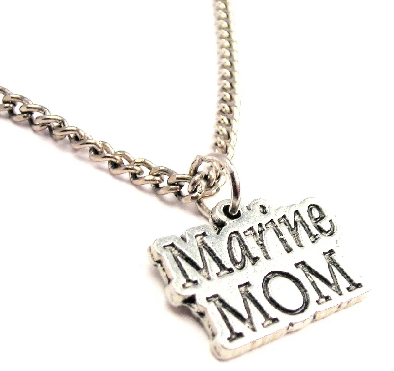 Beaded Statement Necklace-Marine Mom Single Charm Necklace