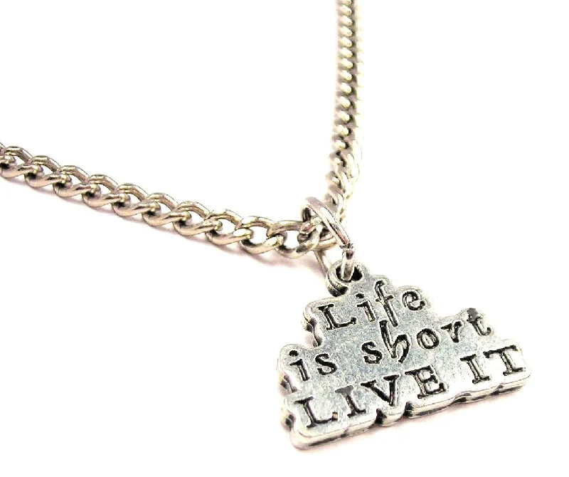 Adjustable Chain Necklace-Life Is Short Live It Single Charm Necklace