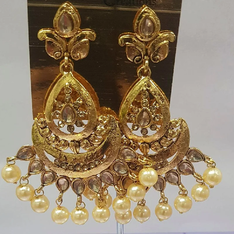 Large Gem Earrings-Shreeji Austrian Stone Gold Plated Dangler Earrings-ShreejiEar14