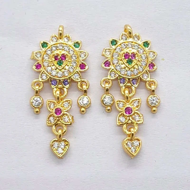 Acrylic Earrings-Raiyaraj Gold Plated American Diamond Micro Plating Pack of 3 Dangler Earrings