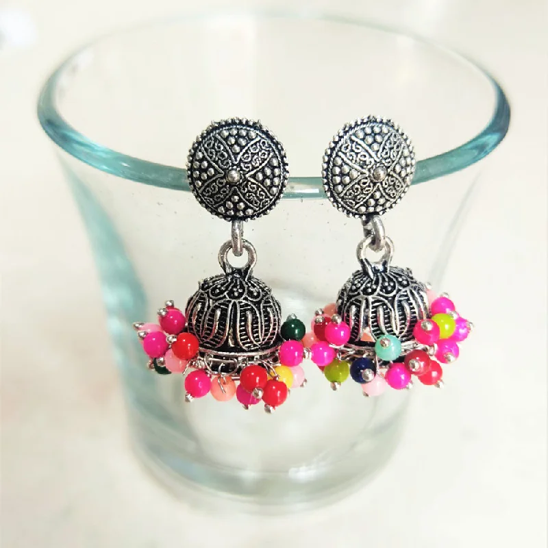 Geometric Stud Earrings-H K Fashion Oxidised Plated Jhumki Earrings