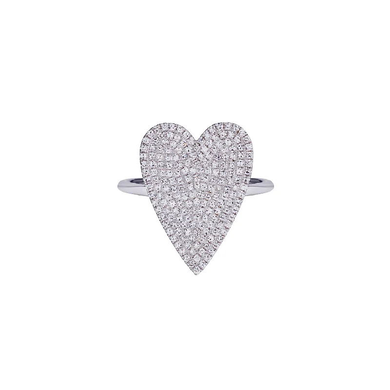 Engagement Ring with Side Stones-PAVÉ DIAMOND HEART RING