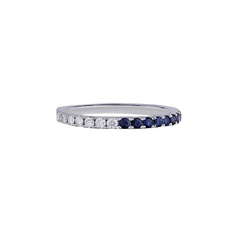 Sapphire Ring for Women-HALF & HALF SAPPHIRE & DIAMOND ETERNITY BAND