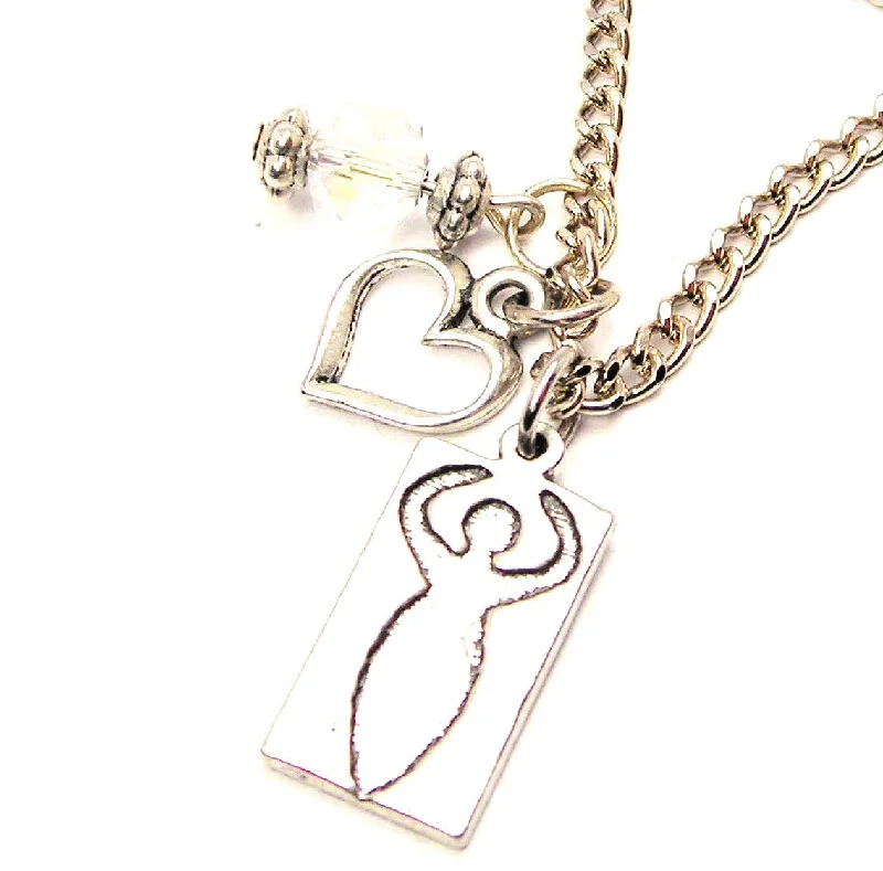 Silver Name Necklace-Wiccan Goddess Necklace with Small Heart