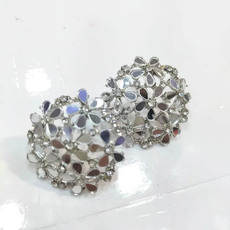 Luxury Crystal Earrings-Manisha Jewellery Silver Plated Mirror Stud Earrings