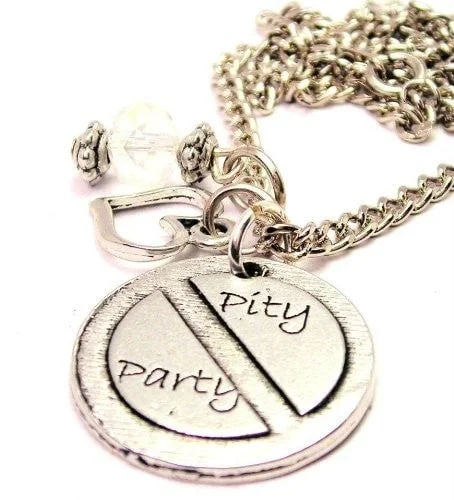 Birthstone Necklace for Women-No Pity Party Necklace with Small Heart