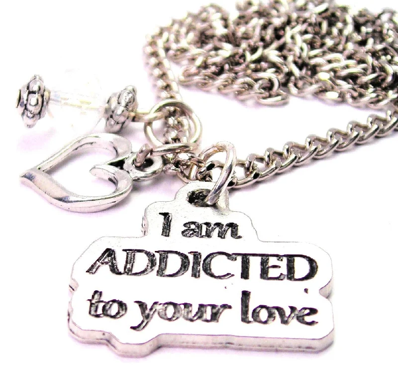 Retro Gold Necklace-I Am Addicted To Your Love Necklace with Small Heart