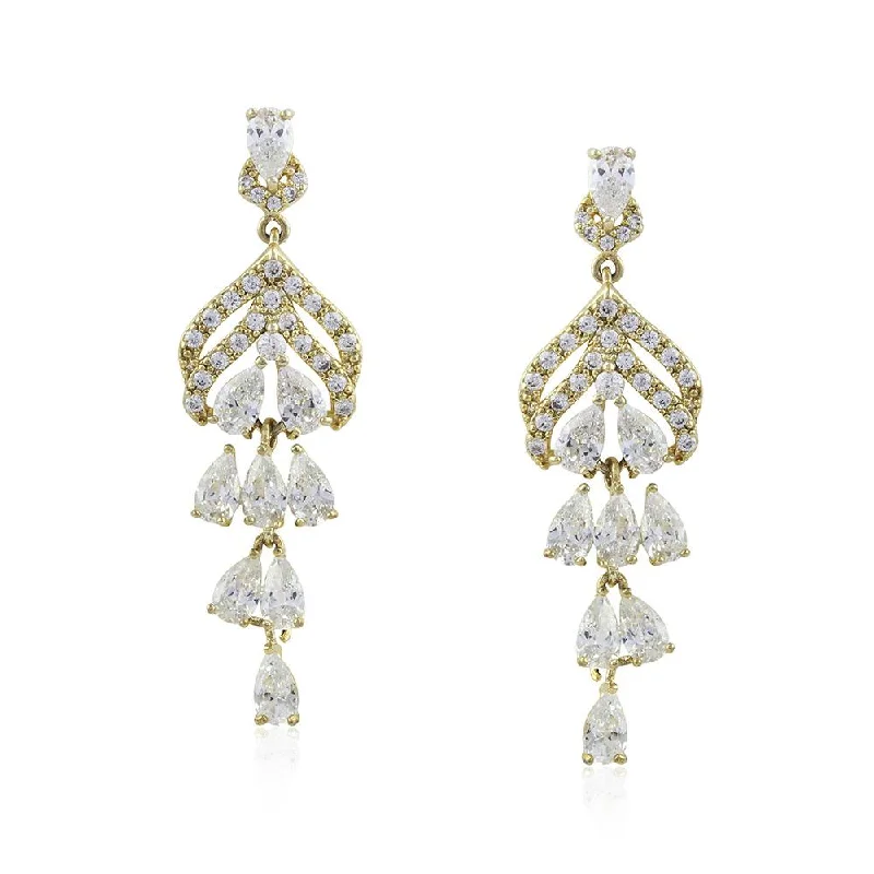 Simple Pearl Earrings-21 Nicole Jewellery Gold Plated Cubic Zirconia Dangler Earrings  - ER-303