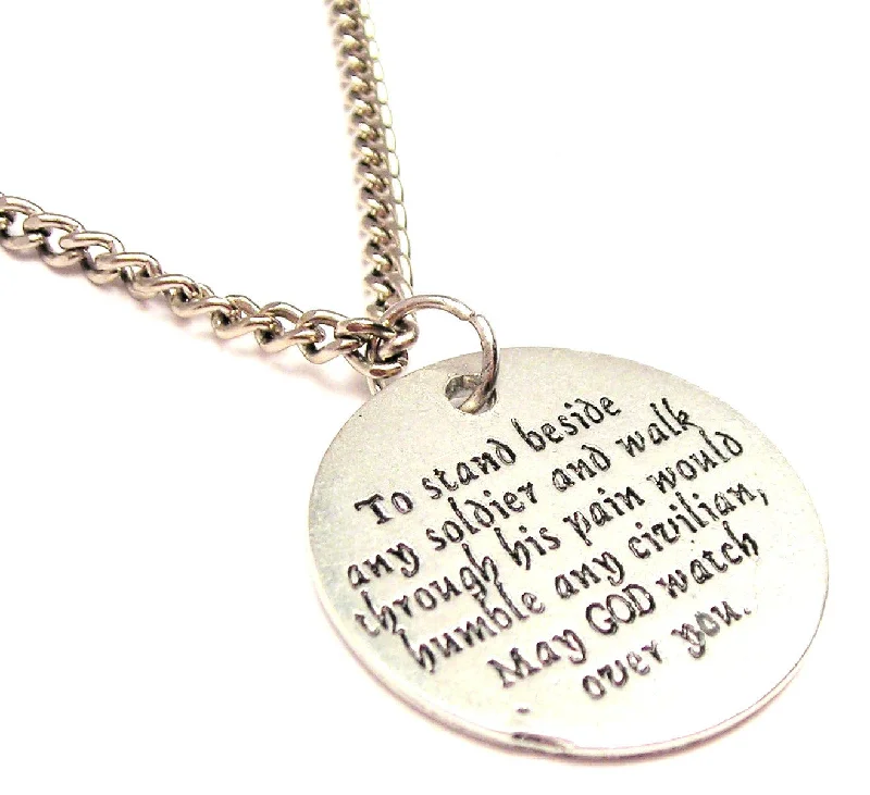 Classic Diamond Necklace-Soldiers Prayer Military Love Token Single Charm Necklace