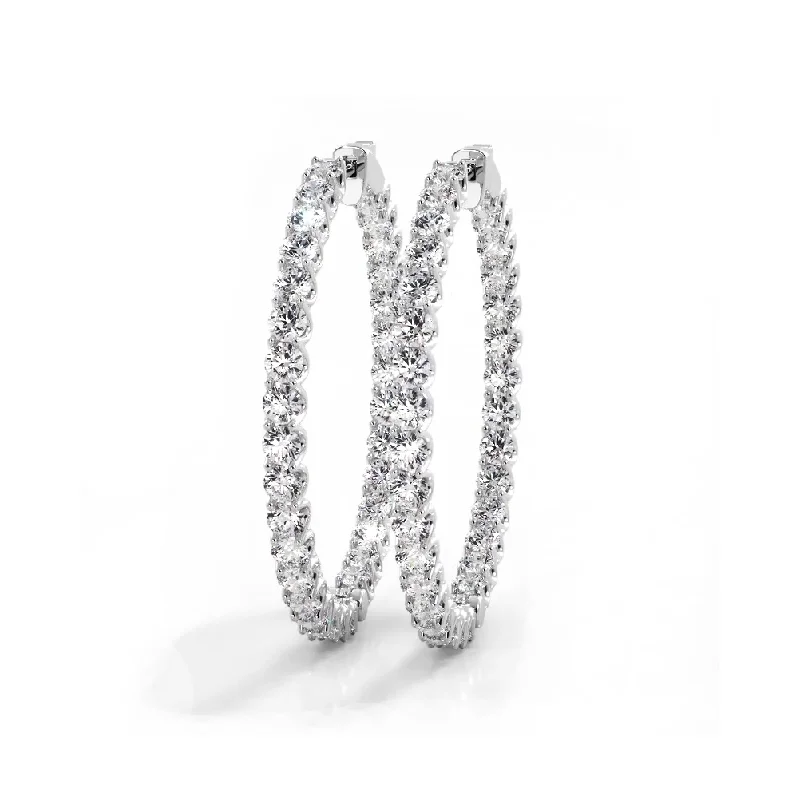 Fashion Statement Earrings-4.70 ctw. Inside Out U Setting Diamond Hoop Earrings