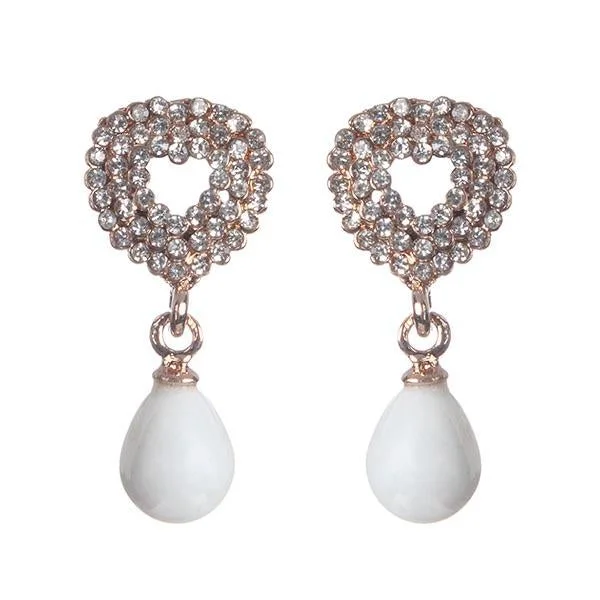 Elegant Diamond Hoop Earrings-Urbana Glass Pearl Rose Gold Plated  Dangler Earrings - 1306837