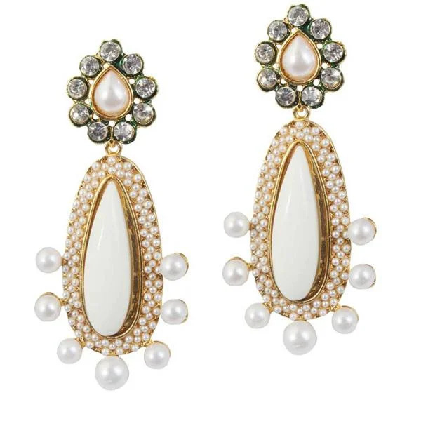 Sterling Silver Stud Earrings-Kriaa Kundan Gold Plated Dangler Earrings - 1303794