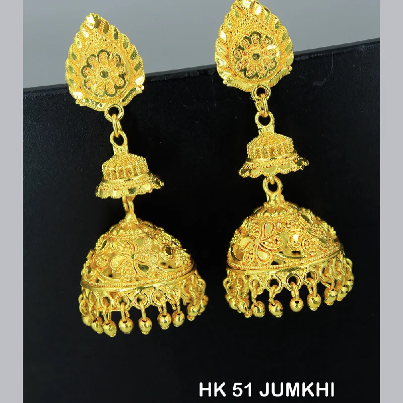 Party Earrings-Mahavir Dye Gold Jhumki Earrings