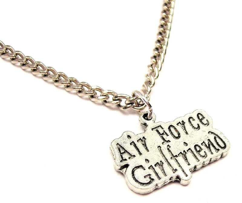 Colored Stone Necklace-Air Force Girlfriend Single Charm Necklace