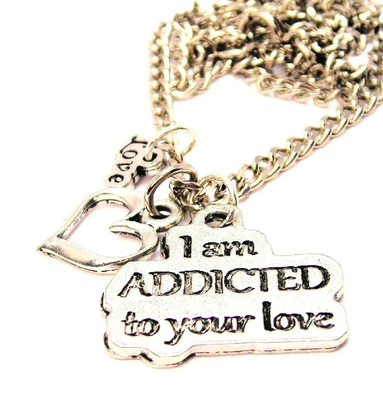 Vintage Silver Necklace-I Am Addicted To Your Love Little Love Necklace