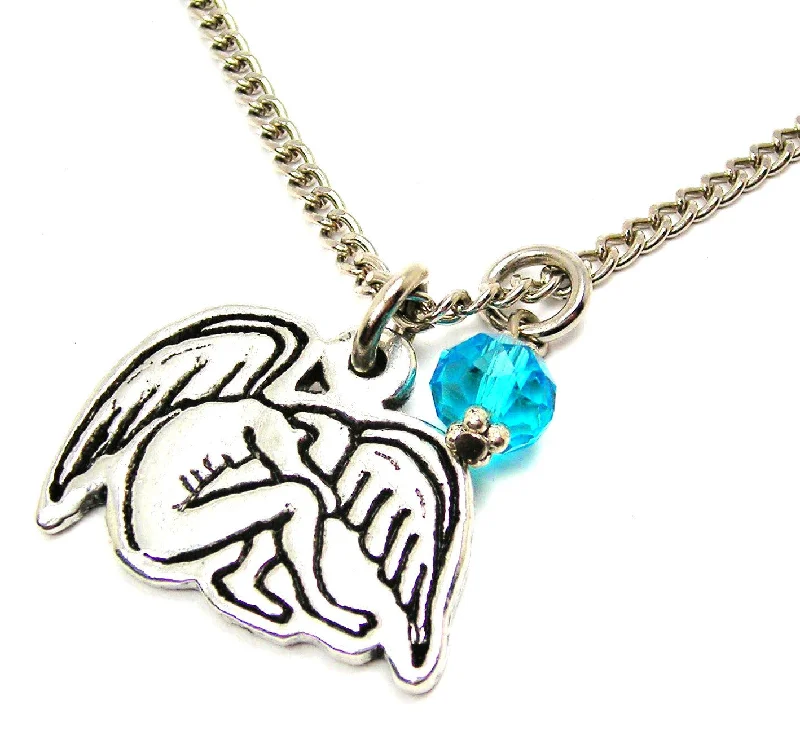 Long Necklace for Party-Weeping Male Angel Necklace