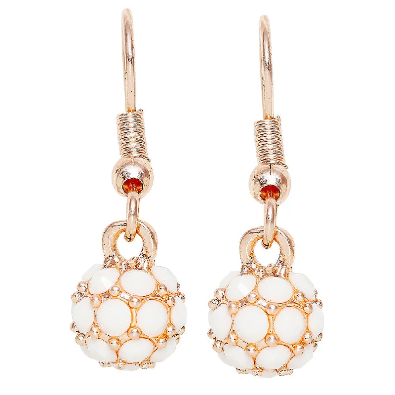 Abstract Drop Earrings-Mahi Royal Sparklers White Crystals Ball Earrings for Women (ER1109757ZWhi)