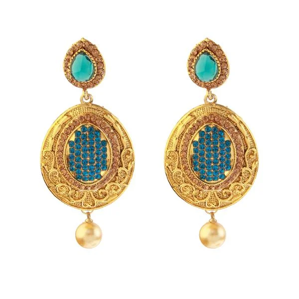 Statement Earrings for Casual Wear-Kriaa Blue Austrian Stone Gold Plated Pack Of 6 Dangler Earrings - 1307410A