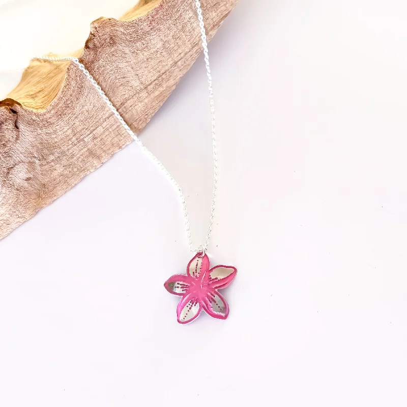 Ethnic Necklace for Women-Plumeria Pink Necklace