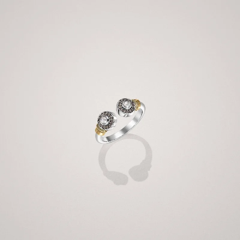 Diamond Eternity Ring-Twisted Wirework Pearl Ring