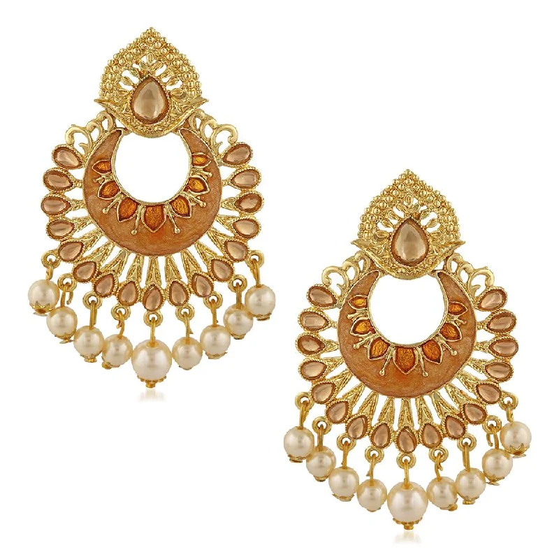 Double-Sided Earrings-Mahi Meenakari Work Traditional Dangle Drop Earrings with Artificial Bead and Crystals for Women (ER1109701G)