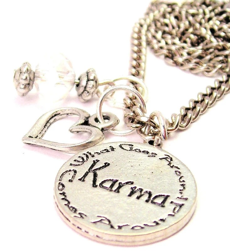 Multicolor Pendant Necklace-Karma What Goes Around Comes Around Necklace with Small Heart