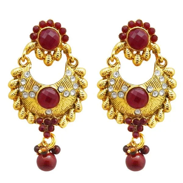 Large Statement Earrings-Kriaa Gold Plated Austrian Stone Dangler Earrings - 1304952B