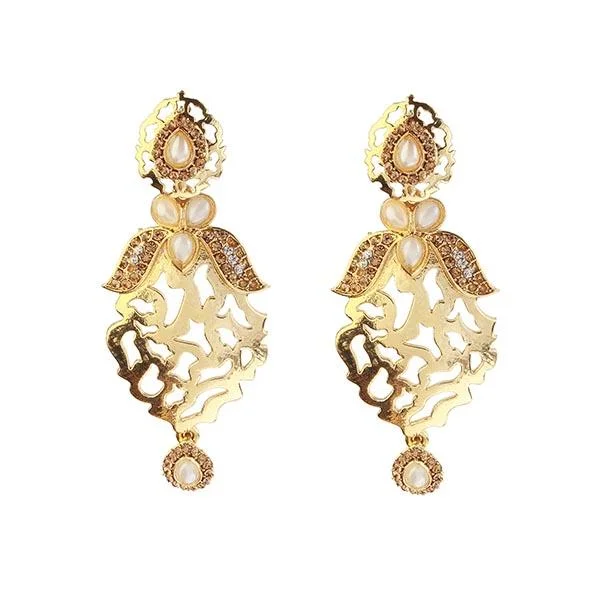 Silver Crystal Stud Earrings-Kriaa Gold Plated Austrian Stone Dangler Earrings - 1307011C