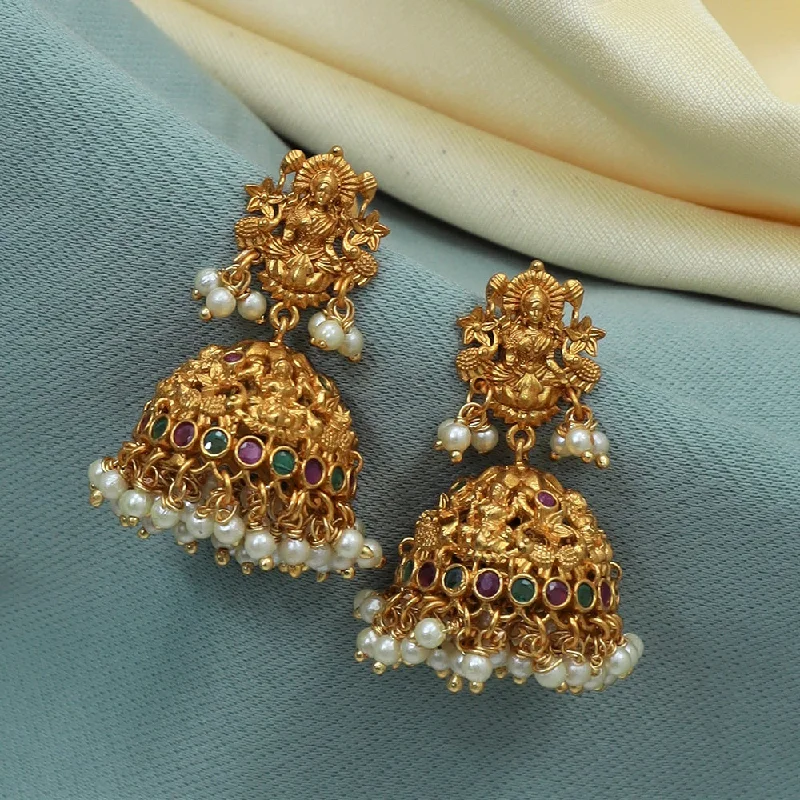 Double-Sided Earrings-Diksha Collection Gold Plated Jhumki Earrings