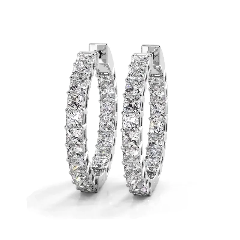 Elegant Vintage Earrings-Classic 5.50 ctw. Princess Cut Diamond Hoop Earrings