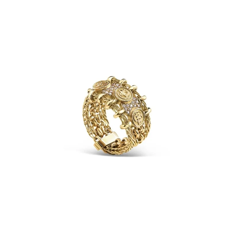 Sapphire and Diamond Ring-Gold Blessings Chain Ring