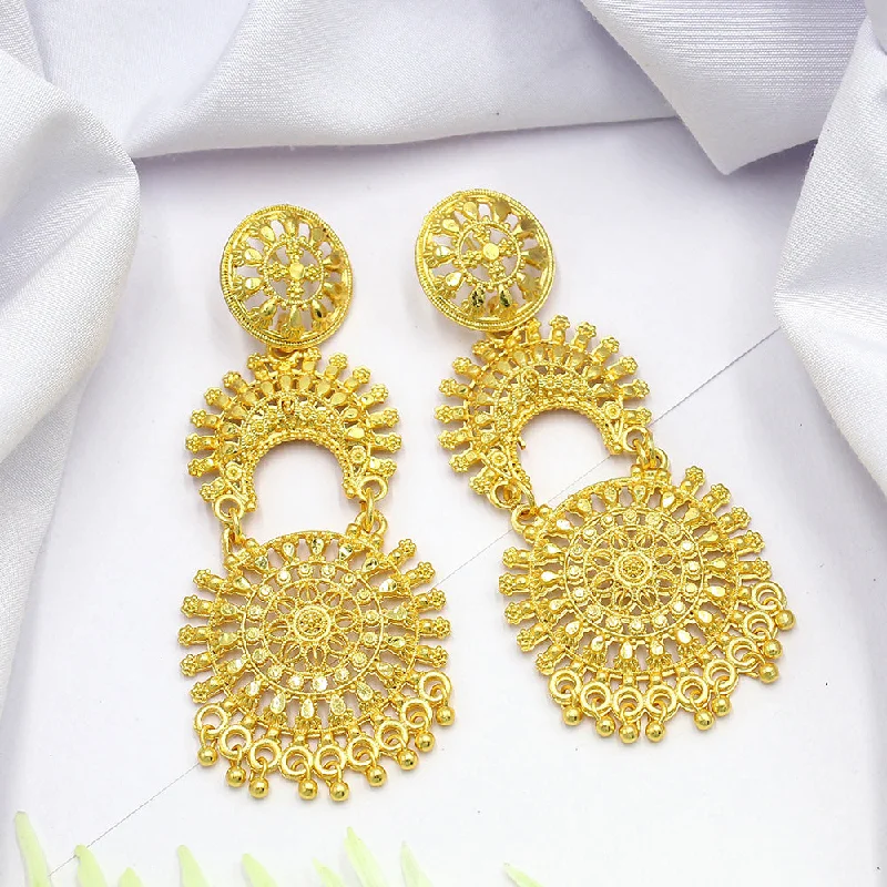 Abstract Shape Earrings-Mahavir Dye Gold Dangler Earrings