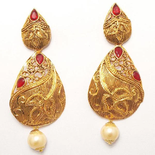 Elegant Vintage Earrings-Kriaa Zinc Alloy Gold Plated Stone Dangler Earring - 1307202B