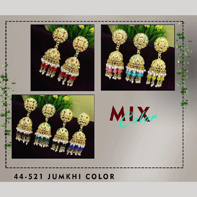 Gold Hoop Earrings-Mahavir Gold Plated Jhumki Earrings