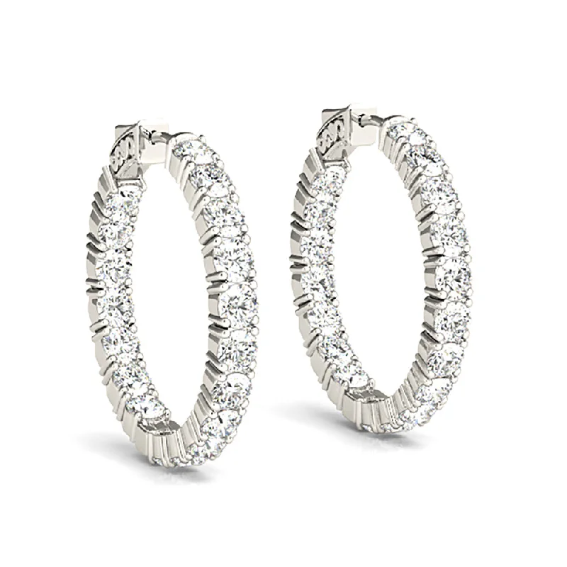 Handmade Hoop Earrings-Classic 6.00 ctw Diamond Hoop Earrings Inside-Out