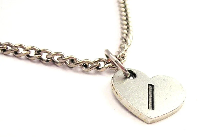 Custom Pendant Necklace-Heart Shaped Initial I Single Charm Necklace