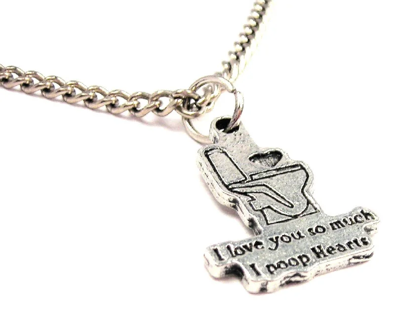 Gold Pendant Necklace-I Love You So Much I Poop Hearts Single Charm Necklace