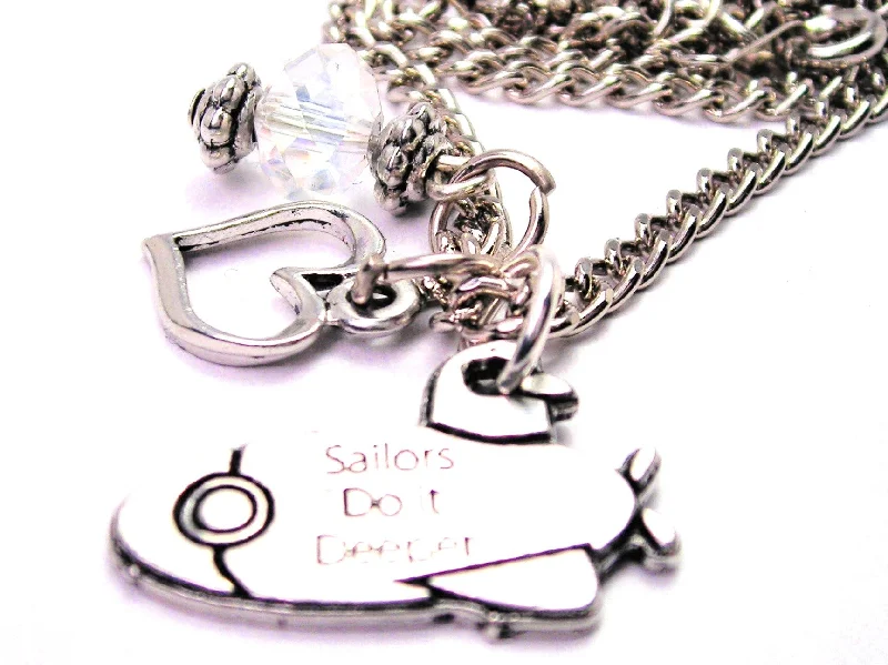 Luxury Chain Necklace for Women-Sailors Do It Deeper Submarine Necklace with Small Heart