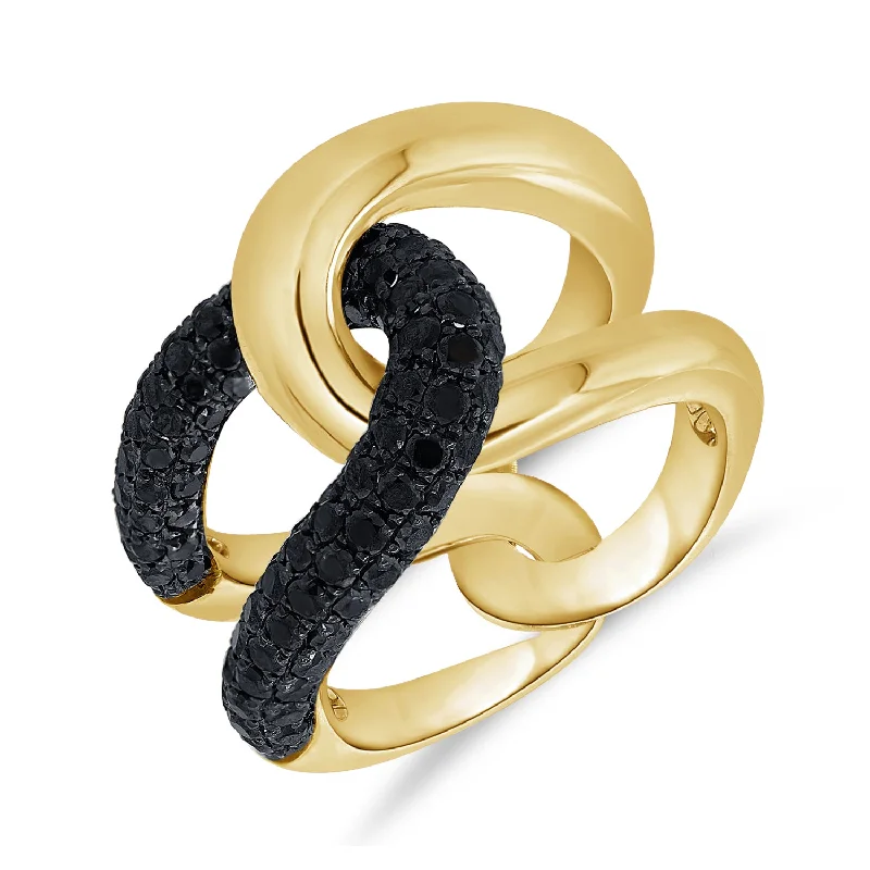 Gold Engagement Ring-Gold and Black Diamond Intertwine Ring