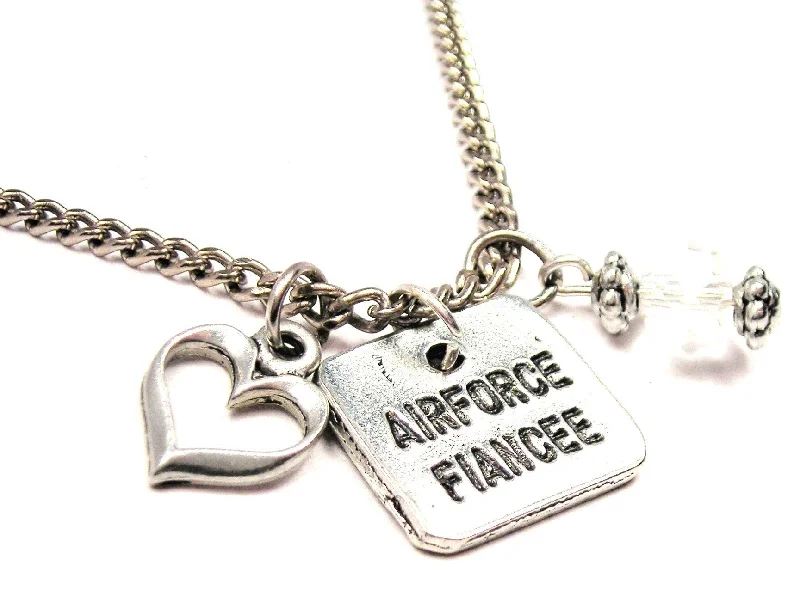 Classic Diamond Necklace-Airforce Fiancée Necklace with Small Heart