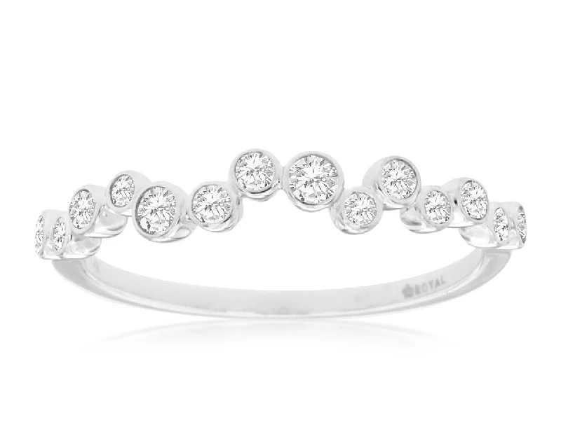 Large Cocktail Ring-Bezel Set Zig-Zag Diamond Band