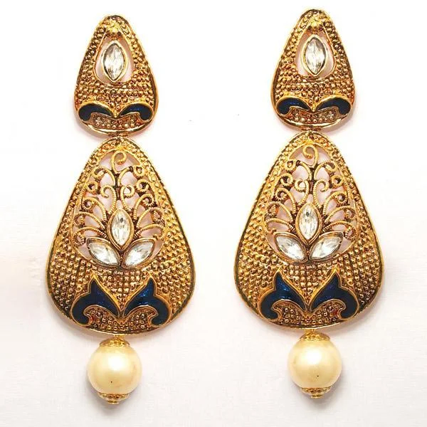 Hollow Hoop Earrings-Kriaa Zinc Alloy Gold Plated Crystal Dangler Earring - 1307203A