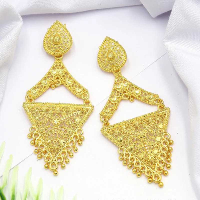 Hoop Earrings for Everyday-Mahavir Dye Gold Dangler Earrings