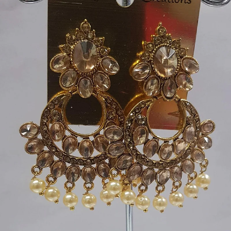 Bridal Earrings with Diamonds-Shreeji Austrian Stone Gold Plated Dangler Earrings-ShreejiEar11