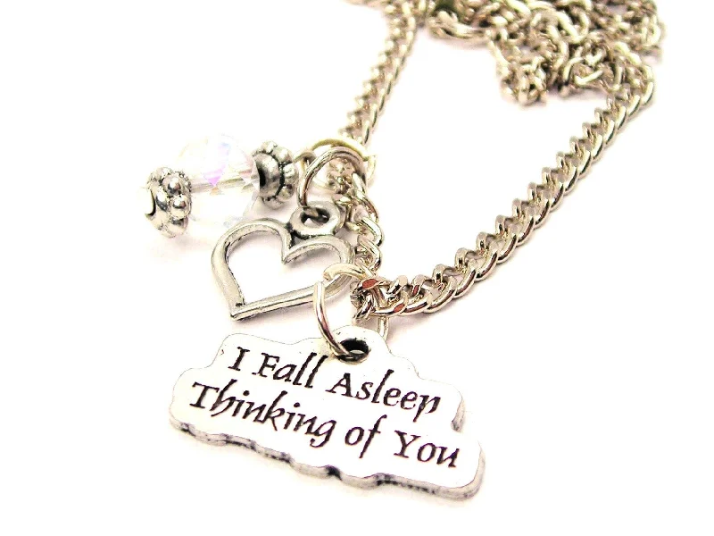 Vintage Gold Necklace-I Fall Asleep Thinking Of You Necklace with Small Heart