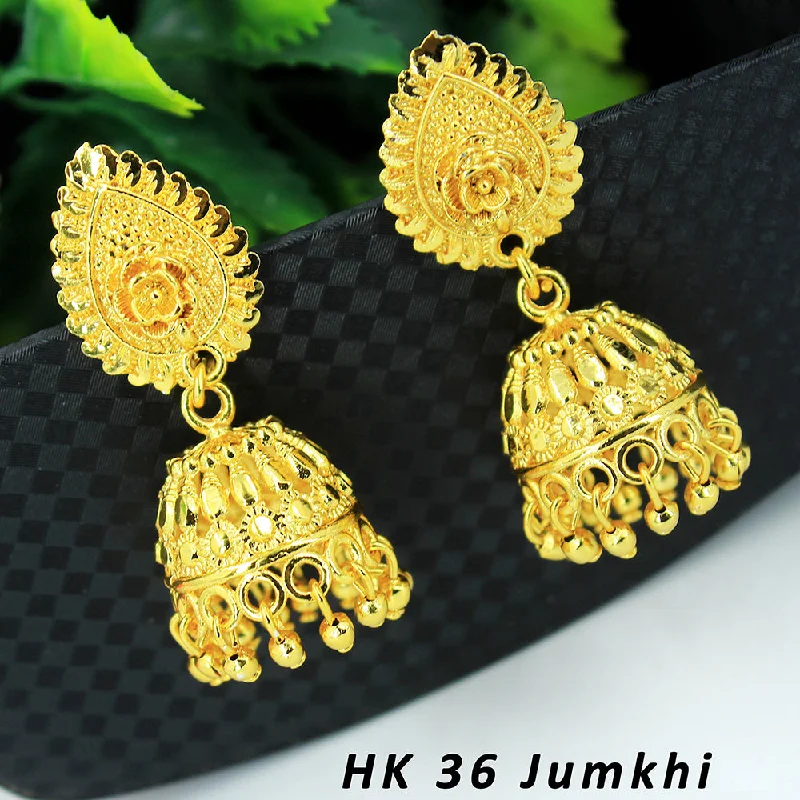 Classic Gold Earrings-Mahavir Dye Gold Jhumki Earrings