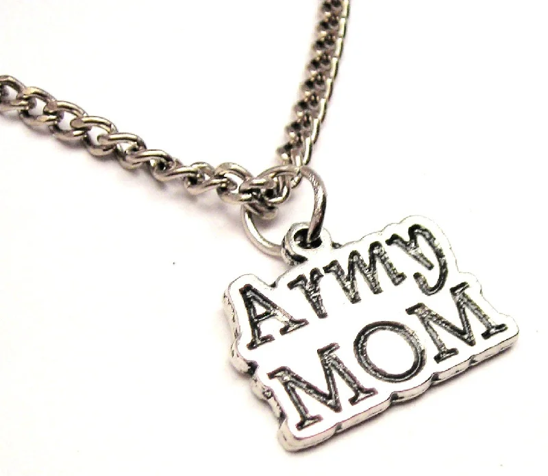 Simple Chain Necklace for Women-Army Mom Single Charm Necklace